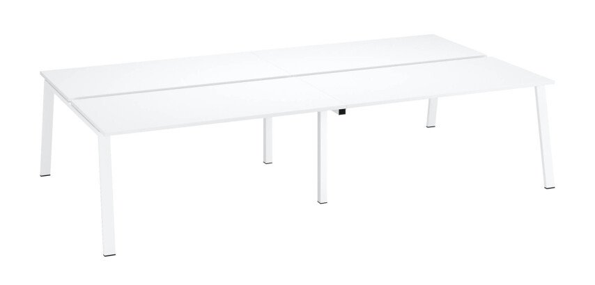 Pôle de 4 bureaux blanc L 320 x P 166 cm piètement métal - Arch