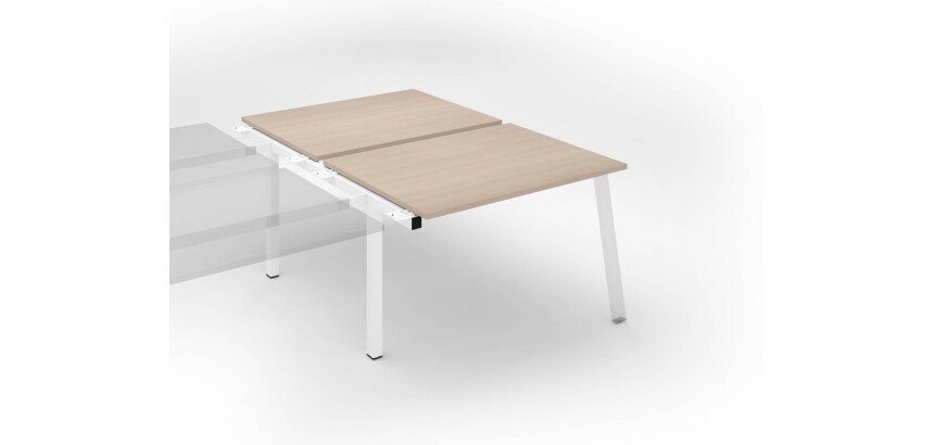 Pôle de 2 bureaux droits chêne clair L 120 x P 80 cm, piétement métal - Arch - Elément suivant