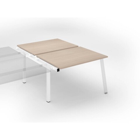 Conjunto de 2 mesas Ecla roble claro An 120 x Fon 80 cm patas metal blancas- elemento siguiente