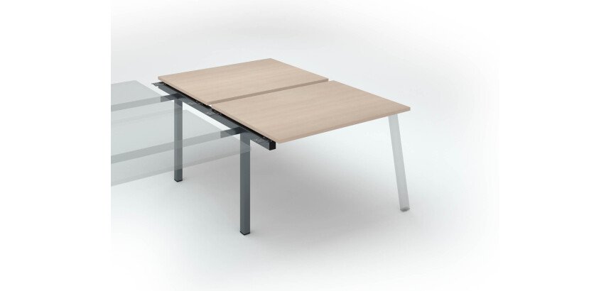 Pôle de 2 bureaux droits chêne clair L 120 x P 80 cm, piétement métal - Arch - Elément suivant