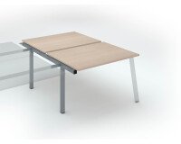 Pôle de 2 bureaux droits chêne clair L 120 x P 80 cm, piétement métal - Arch - Elément suivant