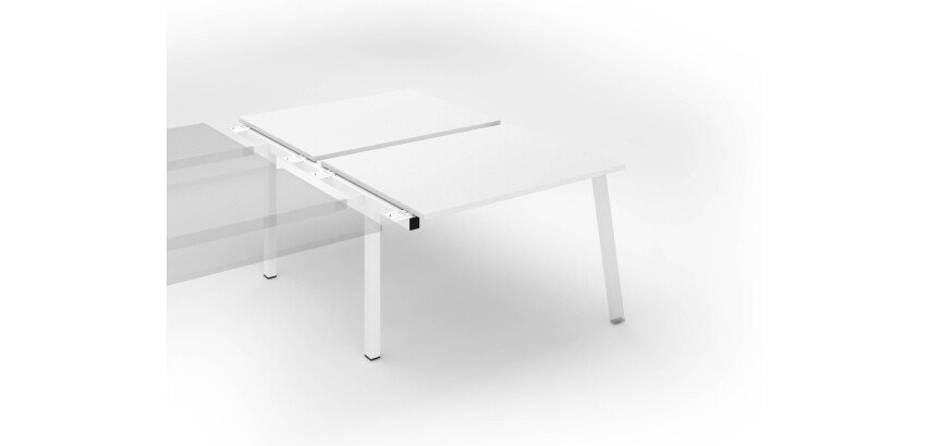 Pôle de 2 bureaux droits blanc L 120 x P 80 cm, piétement métal - Arch - Elément suivant