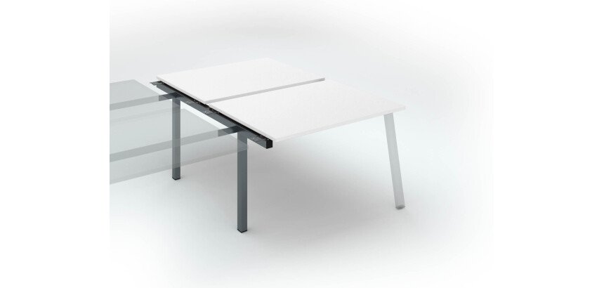 Pôle de 2 bureaux droits blanc L 120 x P 80 cm, piétement métal - Arch - Elément suivant