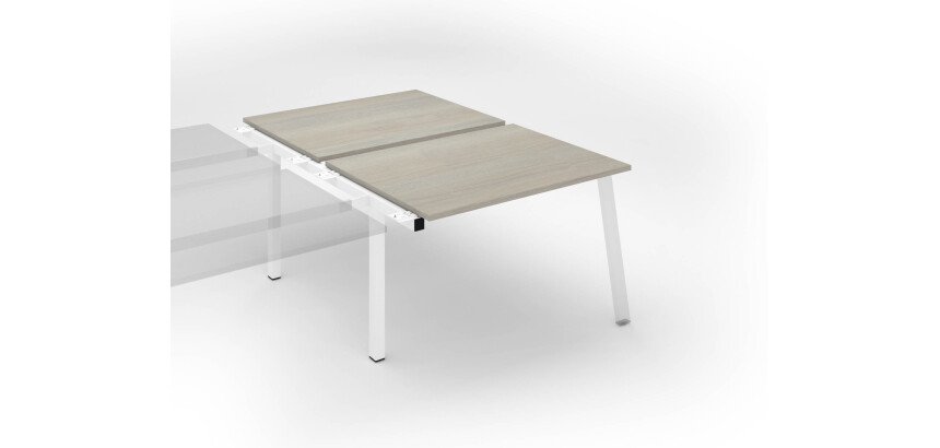 Pôle de 2 bureaux droits chêne gris L 120 x P 80 cm, piétement métal - Arch - Elément suivant