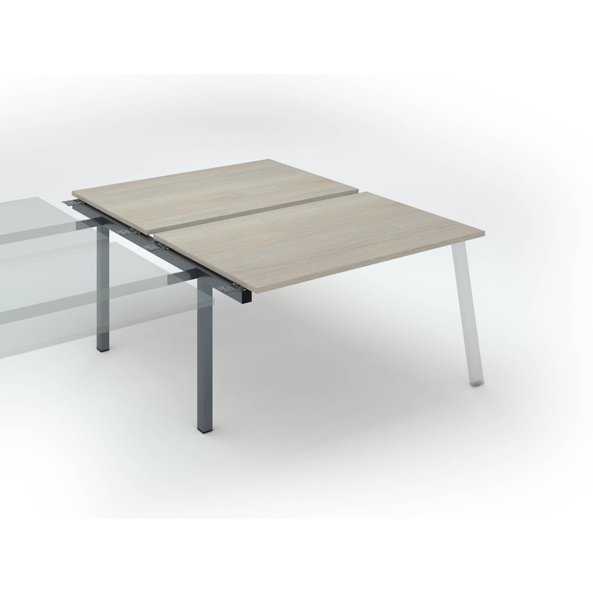 Pôle de 2 bureaux droits chêne gris L 140 x P 80 cm, piétement métal - Arch - Elément suivant
