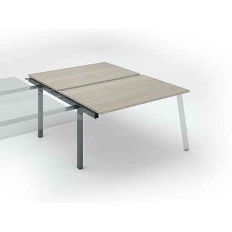 Pôle de 2 bureaux droits chêne gris L 140 x P 80 cm, piétement métal - Arch - Elément suivant