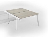 Pôle de 2 bureaux droits chêne gris L 140 x P 80 cm, piétement métal - Arch - Elément suivant