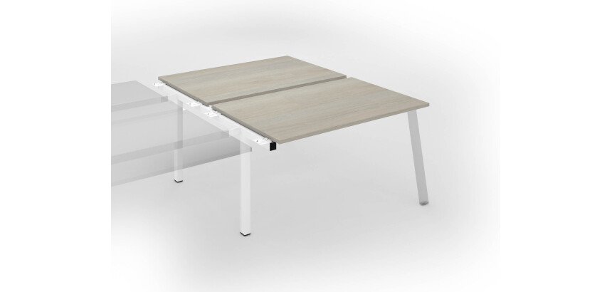 Pôle de 2 bureaux droits chêne gris L 140 x P 166 cm, piétement métal - Arch - Elément suivant