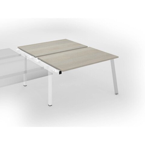 Conjunto de 2 mesas Ecla roble gris An 140 x Fon 80 cm patas metal blancas- elemento siguiente
