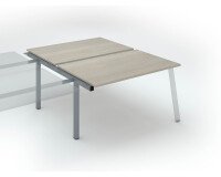 Pôle de 2 bureaux droits chêne gris L 140 x P 80 cm, piétement métal - Arch - Elément suivant