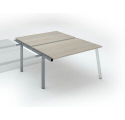 Pôle de 2 bureaux droits chêne gris L 140 x P 166 cm, piétement métal - Arch - Elément suivant