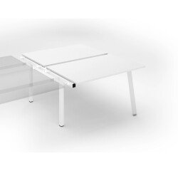Pôle de 2 bureaux droits blanc L 140 x P 166 cm, piétement métal - Arch - Elément suivant