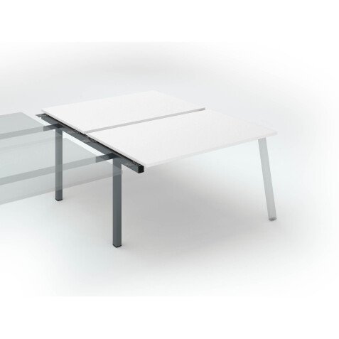 Pôle de 2 bureaux droits blanc L 140 x P 80 cm, piétement métal - Arch - Elément suivant