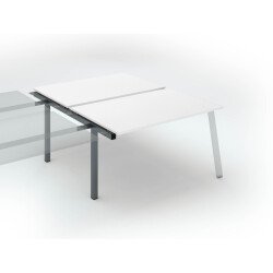 Pôle de 2 bureaux droits blanc L 140 x P 80 cm, piétement métal - Arch - Elément suivant