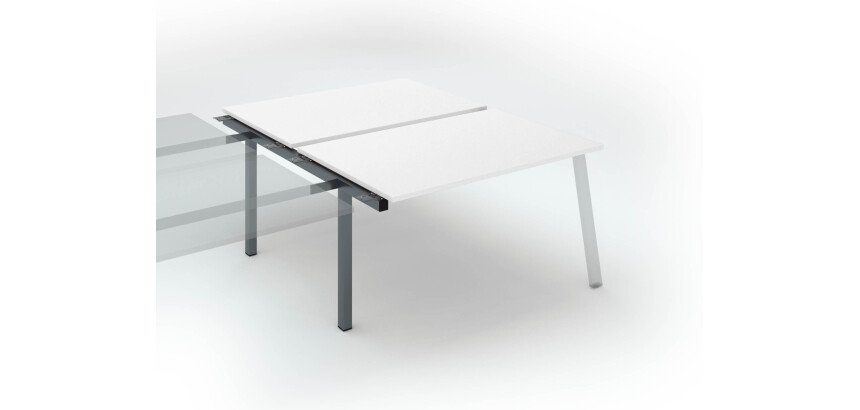 Pôle de 2 bureaux droits blanc L 140 x P 166 cm, piétement métal - Arch - Elément suivant