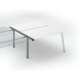 Pôle de 2 bureaux droits blanc L 140 x P 80 cm, piétement métal - Arch - Elément suivant