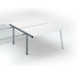 Pôle de 2 bureaux droits blanc L 140 x P 166 cm, piétement métal - Arch - Elément suivant