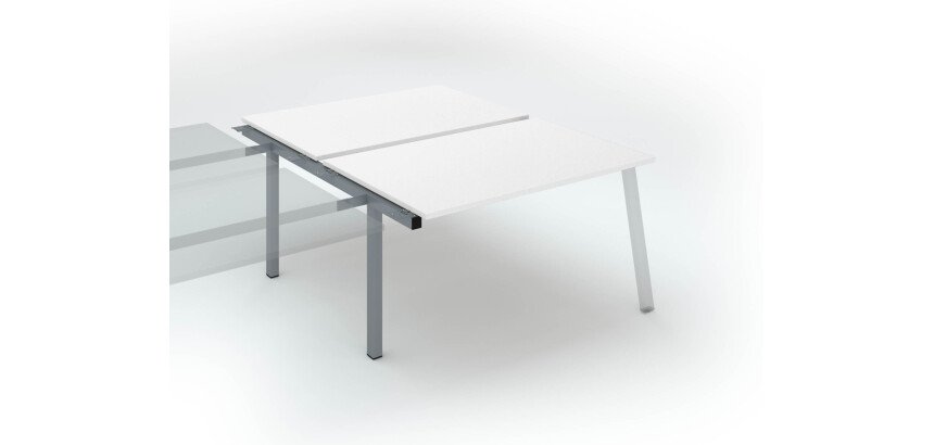 Pôle de 2 bureaux droits blanc L 140 x P 166 cm, piétement métal - Arch - Elément suivant