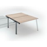 Pôle de 2 bureaux droits chêne clair L 140 x P 80 cm, piétement métal - Arch - Elément suivant