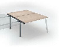 Pôle de 2 bureaux droits chêne clair L 140 x P 80 cm, piétement métal - Arch - Elément suivant