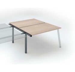 Pôle de 2 bureaux droits chêne clair L 140 x P 166 cm, piétement métal - Arch - Elément suivant