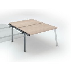 Pôle de 2 bureaux droits chêne clair L 140 x P 80 cm, piétement métal - Arch - Elément suivant