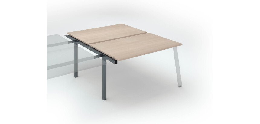 Pôle de 2 bureaux droits chêne clair L 140 x P 166 cm, piétement métal - Arch - Elément suivant