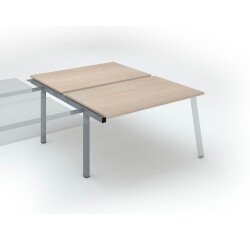 Pôle de 2 bureaux droits chêne clair L 140 x P 166 cm, piétement métal - Arch - Elément suivant