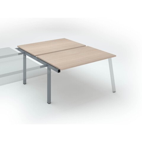 Conjunto de 2 mesas Ecla roble claro An 140 x Fon 80 cm patas metal aluminio - elemento siguiente