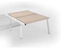Pôle de 2 bureaux droits chêne clair L 140 x P 80 cm, piétement métal - Arch - Elément suivant