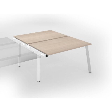 Conjunto de 2 mesas Ecla roble claro An 140 x Fon 80 cm patas metal blancas- elemento siguiente