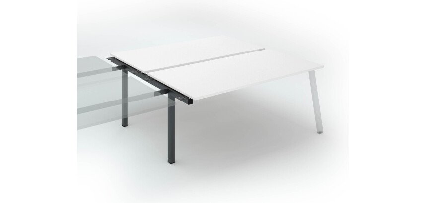 Pôle de 2 bureaux droits blanc L 180 x P 166 cm, piétement métal - Arch - Elément suivant