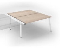 Pôle de 2 bureaux droits chêne clair L 160 x P 60 cm, piétement métal - Arch - Elément suivant