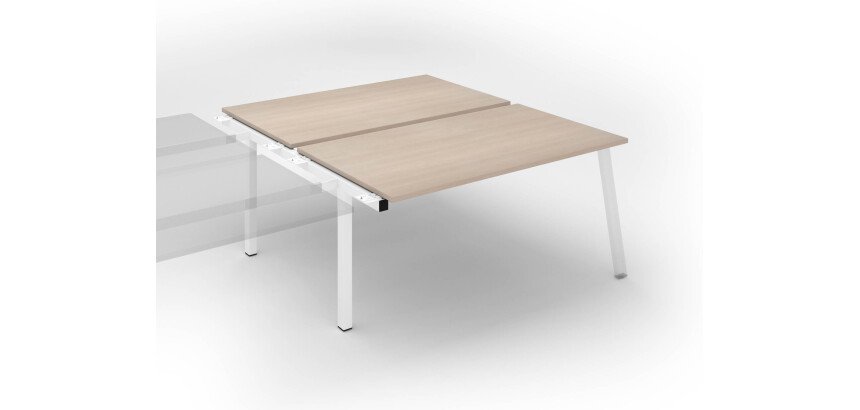 Pôle de 2 bureaux droits chêne clair L 160 x P 166 cm, piétement métal - Arch - Elément suivant
