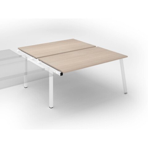 Conjunto de 2 mesas Ecla roble claro An 160 x Fon 80 cm patas metal blancas- elemento siguiente