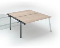 Pôle de 2 bureaux droits chêne clair L 160 x P 166 cm, piétement métal - Arch - Elément suivant