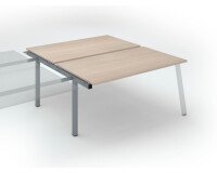 Pôle de 2 bureaux droits chêne clair L 160 x P 166 cm, piétement métal - Arch - Elément suivant