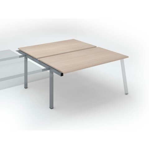 Conjunto de 2 mesas Ecla roble claro An 160 x Fon 80 cm patas metal aluminio- elemento siguiente