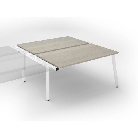 Conjunto de 2 mesas Ecla roble gris An 160 x Fon 80 cm patas metal blancas- elemento siguiente
