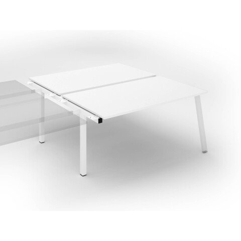 Conjunto de 2 mesas Ecla blancas An 160 x Fon 80 cm patas metal blancas- elemento siguiente