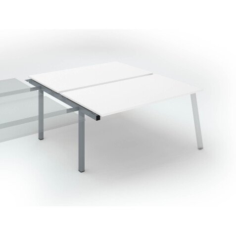 Pôle de 2 bureaux droits blanc L 160 x P 80 cm, piétement métal - Arch - Elément suivant