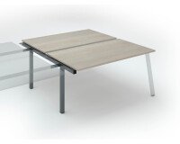 Pôle de 2 bureaux droits chêne gris L 160 x P 166 cm, piétement métal - Arch - Elément suivant