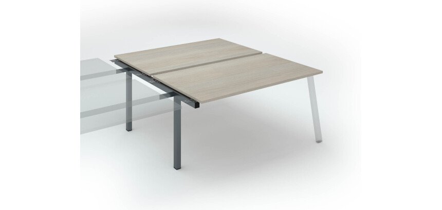 Pôle de 2 bureaux droits chêne gris L 160 x P 166 cm, piétement métal - Arch - Elément suivant