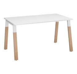 Bureau droit individuel L 140 x P 80 cm piétement bois métal - Arch