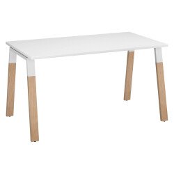 Bureau droit individuel L 140 x P 80 cm piétement bois métal - Arch