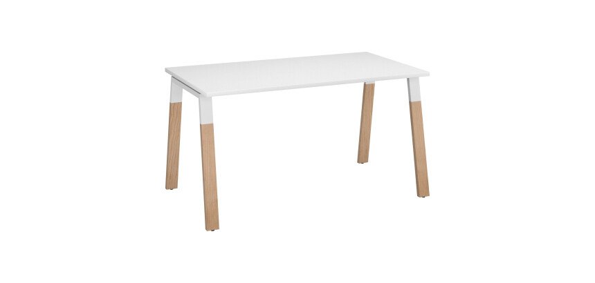 Bureau droit individuel L 140 x P 80 cm piétement bois métal - Arch