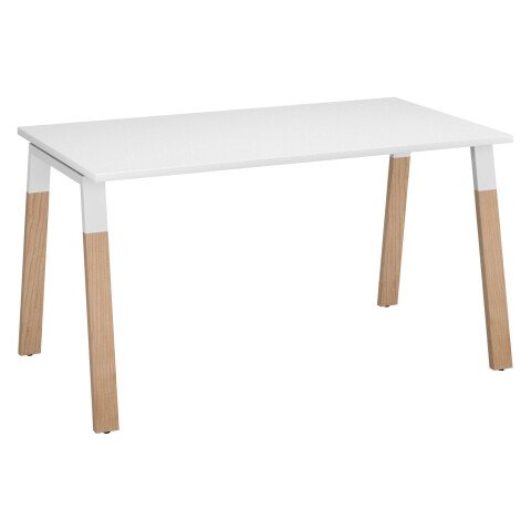 Mesa recta Ecla An 140 x Fon 80 cm patas metal y madera blanca