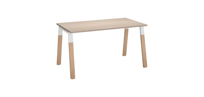 Rechte werkpost ECLA  D 80 cm onderstel in metaal en hout