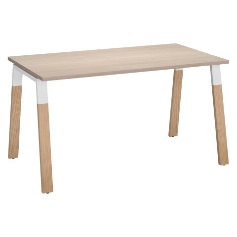 Mesa recta Ecla An 140 x Fon 80 cm patas metal y madera roble claro