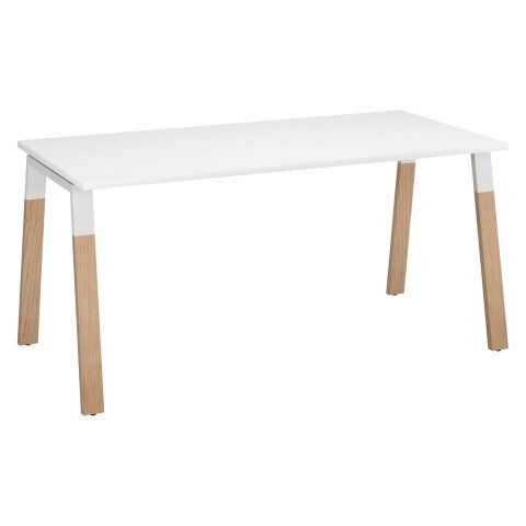 Mesa recta Ecla An 160 x Fon 80 cm patas metal y madera blanco